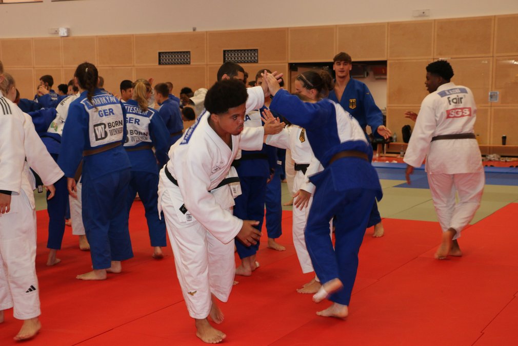 Momentaufnahme beim Training waehrend des Deutsch-Franzoesischen-Austausches.